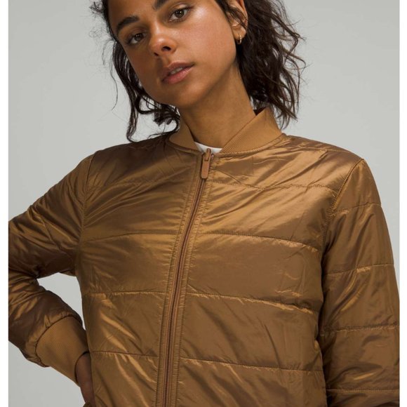 lululemon athletica Jackets & Blazers - LULULEMON Brown Gold Non-Stop Reversible Bomber Jacket 6